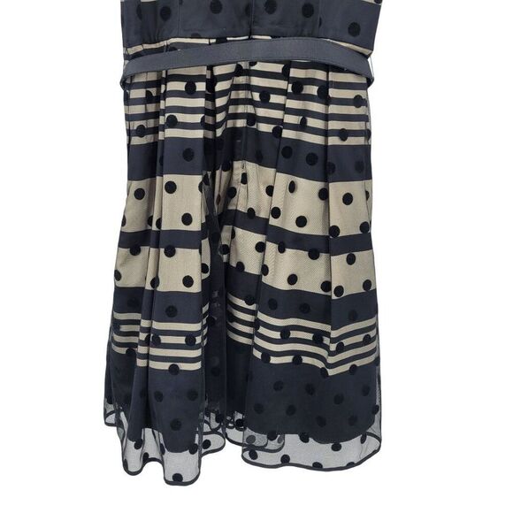 Eliza J Illusion Dot Charmeuse Fit & Flare Dress Sz 6 Black Retro 60s Party - Picture 5 of 13